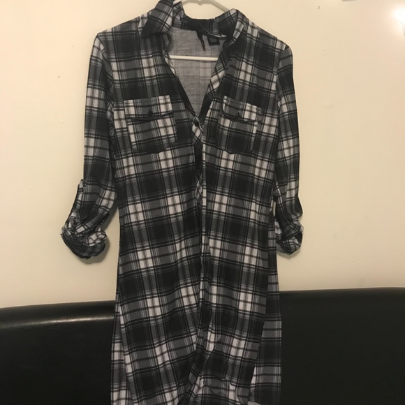 Ultra Flirt Dresses & Skirts - Black Plaid Button Up Dress